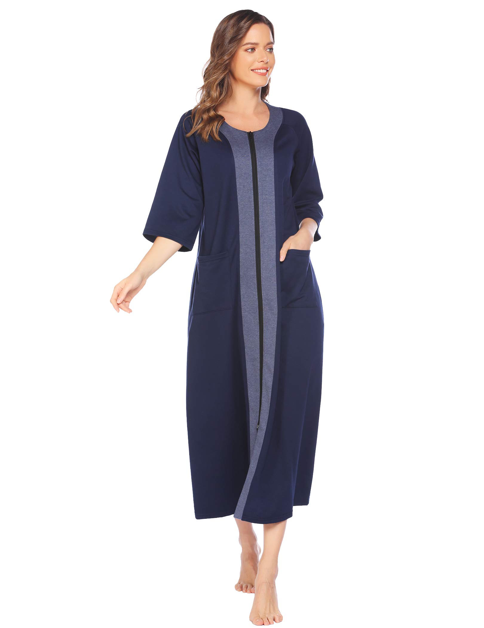 Nightgown Zip Front Duster Robe Women Zip Front Nightgown Robe