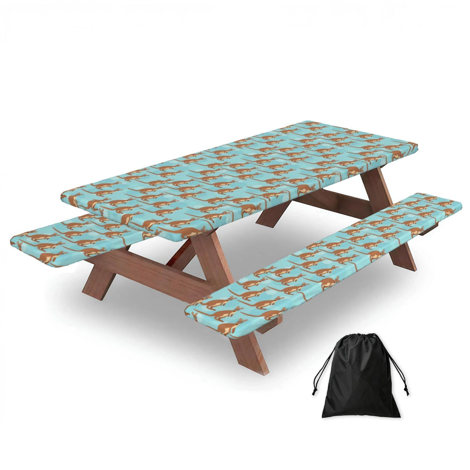 AYYQWE Funny For Kangaroo Zoo Print Picnic Table Bench Cover Outdoor Garden Party Decor Daily Accessory Gift