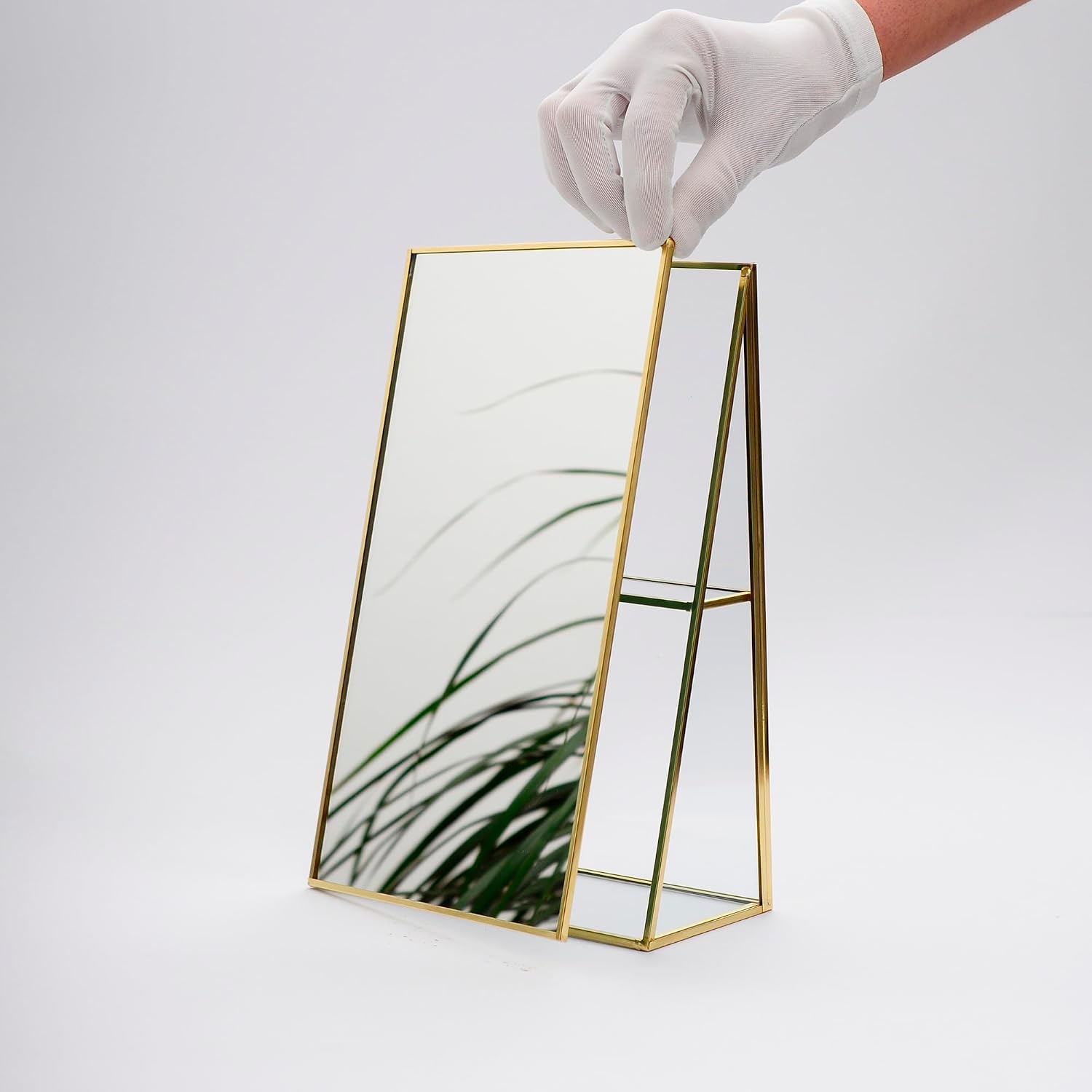 30x20x8cm Pirinç Gold Masaüstü Makyaj Aynası Dekoratif Yapımı