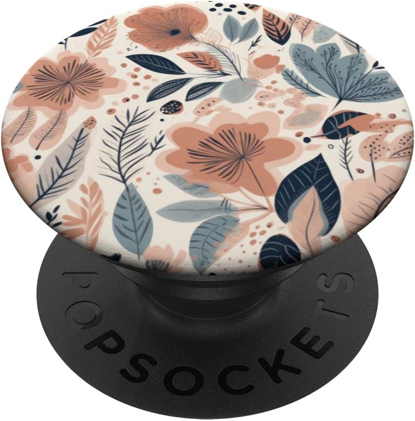 Boho Cream Aesthetic Neutral Floral Wild Flower Pattern PopSockets PopWallet for MagSafe