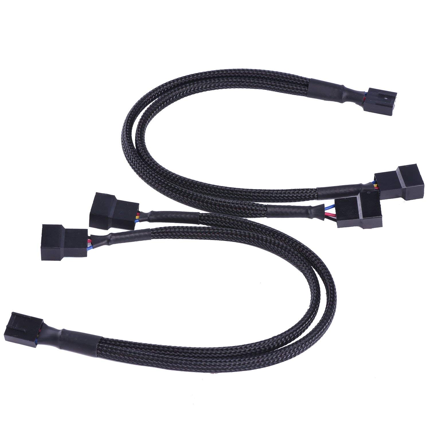 GINTOOYUN 4 STKS PWM Fan Y Splitter Kabel Moederbord 4 Pin 1 tot 2 PWM Temperatuurregeling CPU Koelventilator Kabel voor PWM Ventilator, CPU Ventilator, Moederbord, enz (5.1Inch