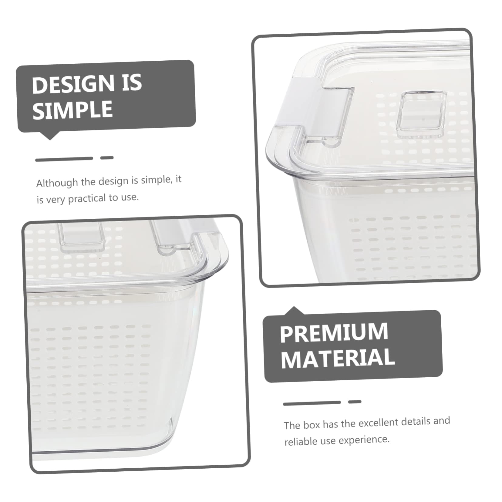 LIFKOME Boîte à Aliments Congelés 1 Set Pet Pp Abs Blanc Panier