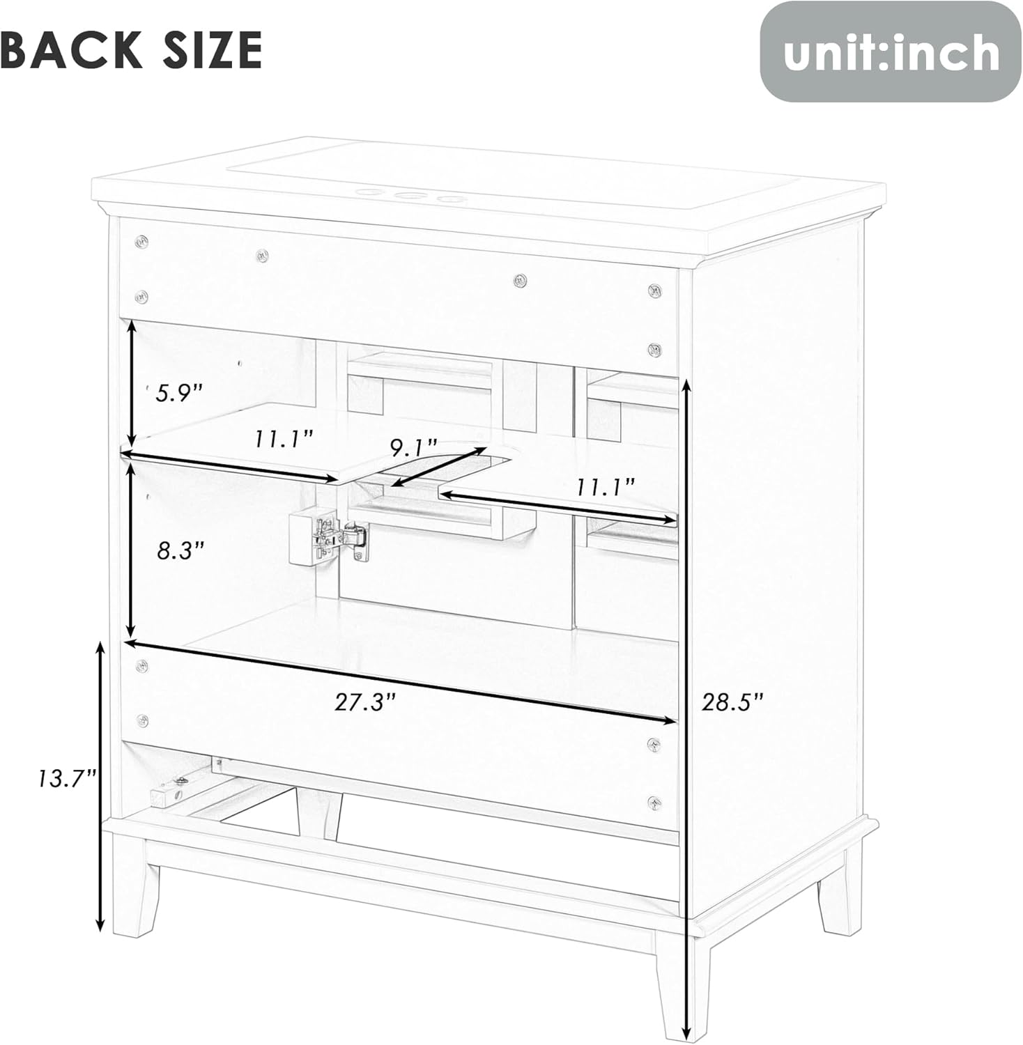 LZ LEISURE ZONE 30" Bathroom Vanity Without Sink, Base Only, Multi-Functional Bathroom Cabinet with Doors and Drawer, Solid Frame and MDF Board, Dark Green