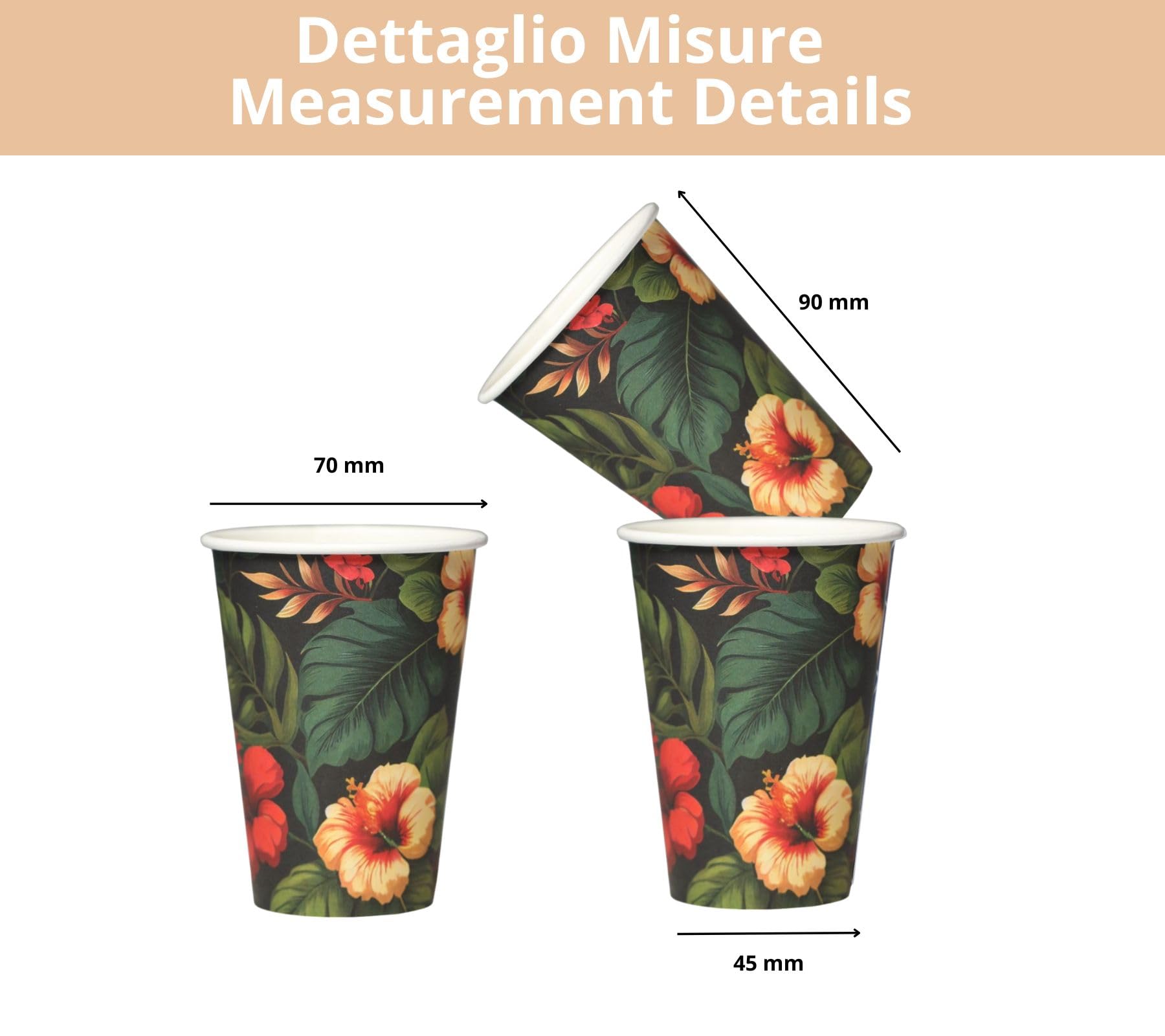 Bicchieri di Carta Compostabili 200 ml - Per Acqua e Bevande Calde o Fredde - Fantasie Colorate, Fiori, Maioliche, Eco-Friendly e Ideali per Feste, caffè, ufficio e Uso Quotidiano (ART 71528, 1000 PZ)