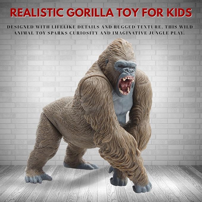 Image of Big Size Realistic Gorilla Toy for Kids 3+| 1PCS Realistic Action Figure King Kong Fight Mode Rampage Monkey Toys for Boys & Girls | Wildlife Animal Ape Figurine Decoration Item Birthday Gifts