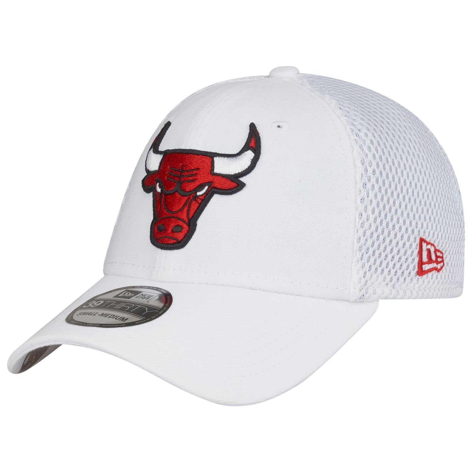 New Era Unisex White 39Thirty Stretch Mesh Cap - Chicago Bulls - L/Xl