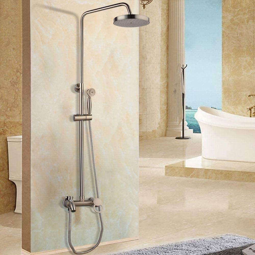 Ensemble de douche décoratif mural réglable chaud froid nickel mat