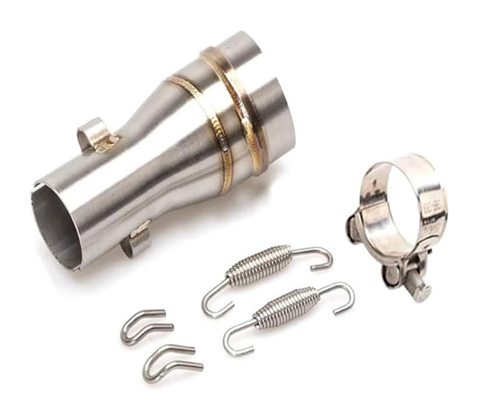 Tubo Intermedio Enlace Medio Escape Motocicleta Conector De Escape Universal para Motocicleta De 51 Mm Adaptador De Acero Inoxidable Modificado Tubo De Enlace Central para Motocicleta