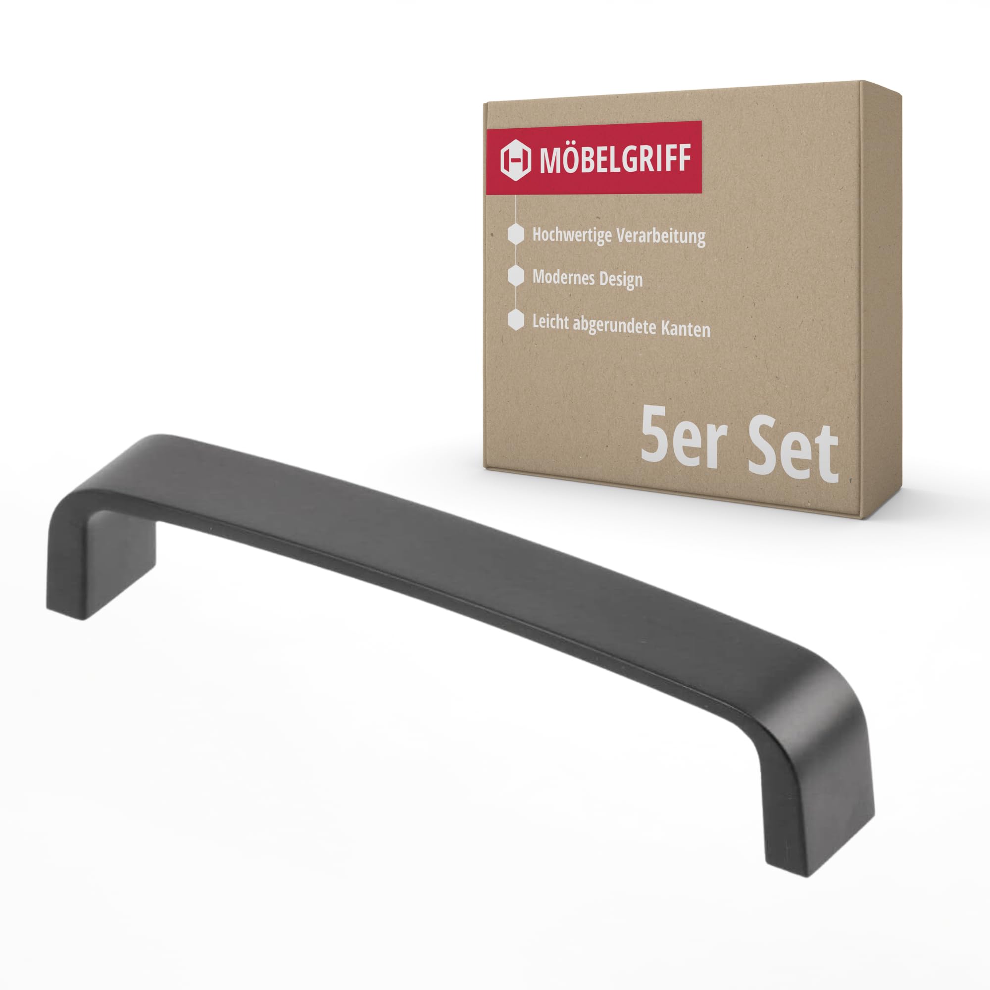 Tiradores ergonómicos de calidad Gedotec AGNES en color negro para muebles y armarios modernos