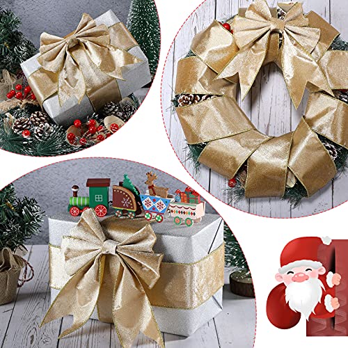 Christmas Velvet Ribbon Satin Ribbon Solid Color Wired Edge Ribbon Gold Trim Wrapping Ribbon Christmas Ribbon Decoration Soft Smooth Craft Ribbon For Bow Making (Gold, 2.5 Inch X 20 Yards) #TOP4