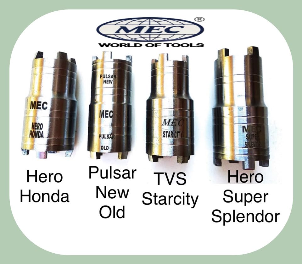 Image of MEC 4Pcs Set Double Ended Clutch Nut Spanner for Motorbike Repairing Tool for Pulsar, Hero Honda, Super Splendor, TVS Motorbikes made on CNC Machine Hardened and Tempered Steel