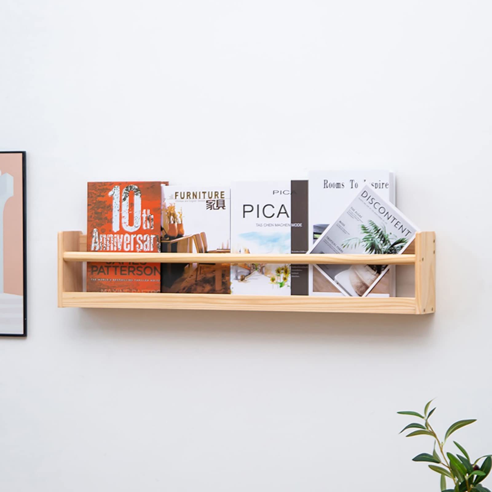 Wandmontierter Zeitschriftenhalter Aus Holz & Hanfseil - Boho-Stil, Für Post, Magazine & Dokumente