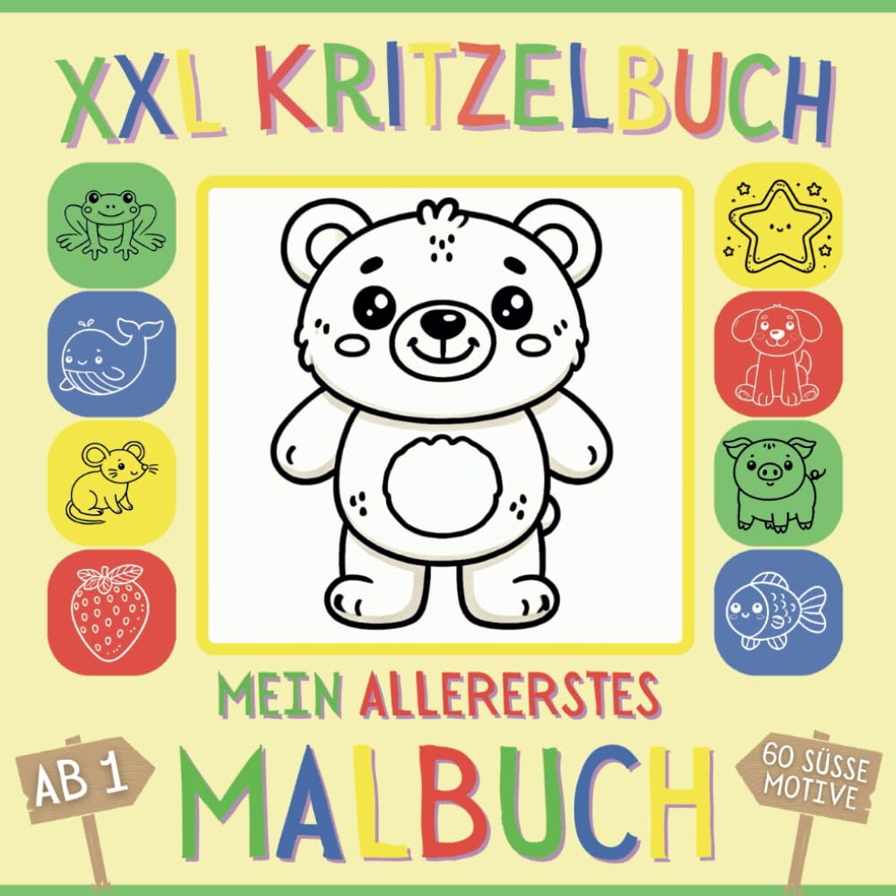 Das XXL-Kritzelbuch - Mein 1. Malbuch: Mit 60 süßen Motiven, ab 1 Jahr (Maxi Pläsier Malbücher)