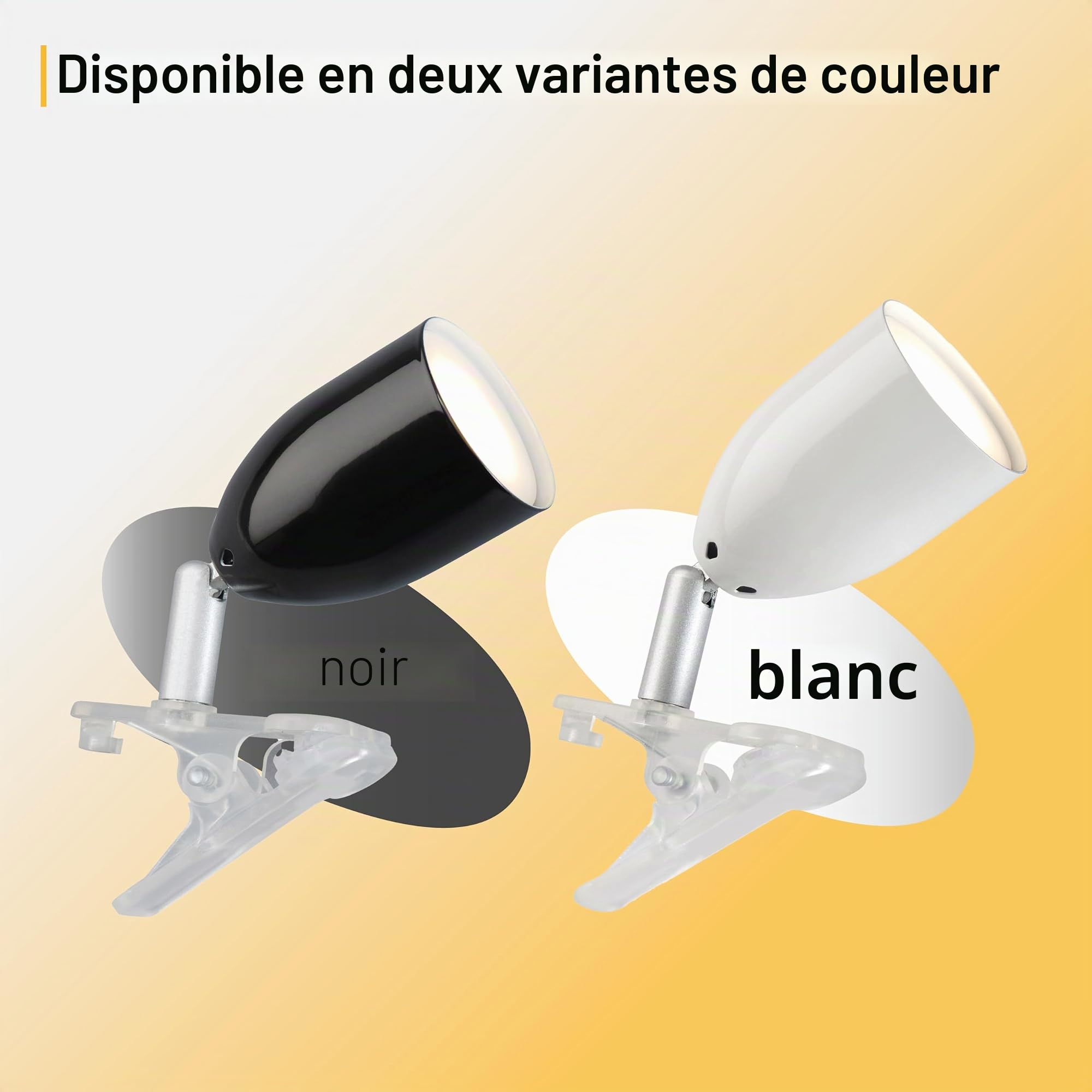 Brilliant Lampe Leo LED lampe à pince blanche | 1x LED-PAR51, GU10, ampoule LED à réflecteur 3W incluse, (300lm, 2700K) | Avec interrupteur intermédiaire à cordon [classe énergétique F]