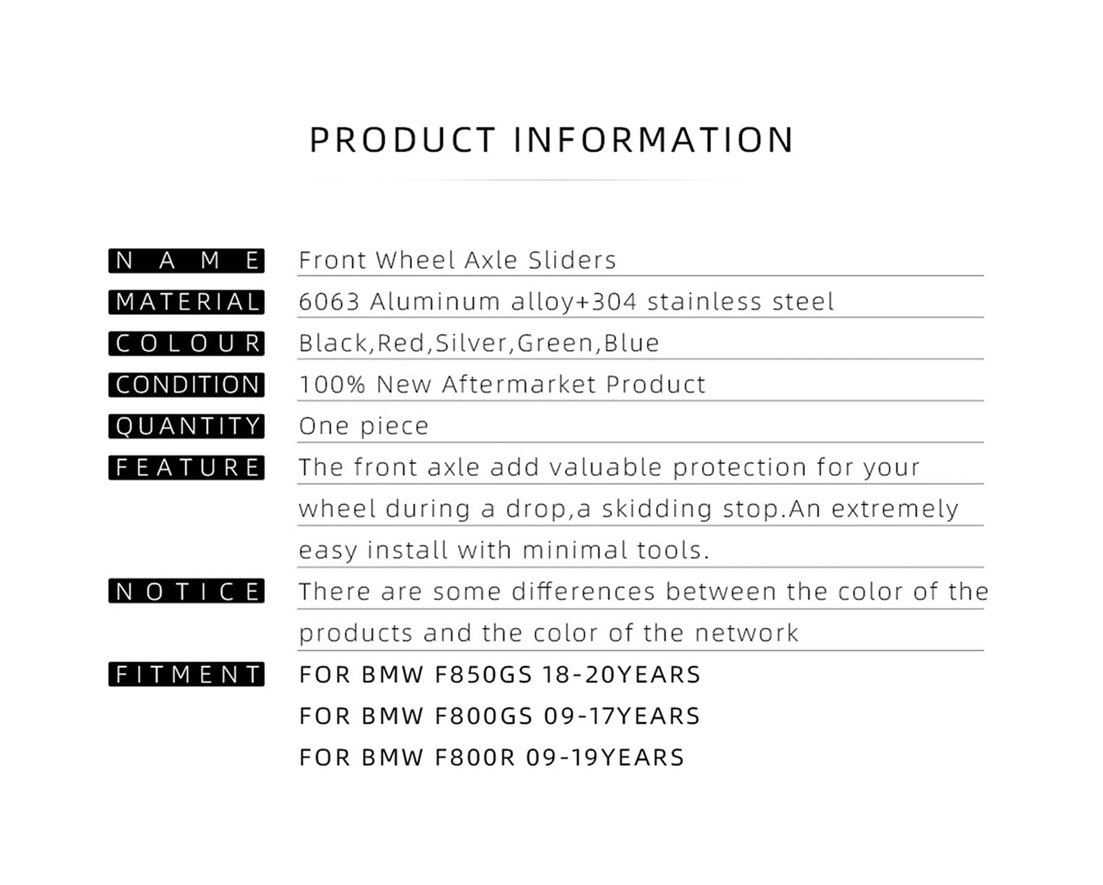 Motorcycle Front & Rear Axle Fork Crash Sliders Wheel Protector For B&M&W F900R F900XR F850R 2020 (Color : Gold - View #10