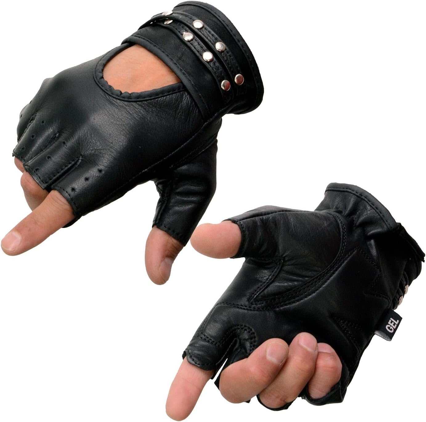 Milwaukee Leather SH461 Women's Black Leather Gel Palm Fingerless Motorcycle Hand Gloves