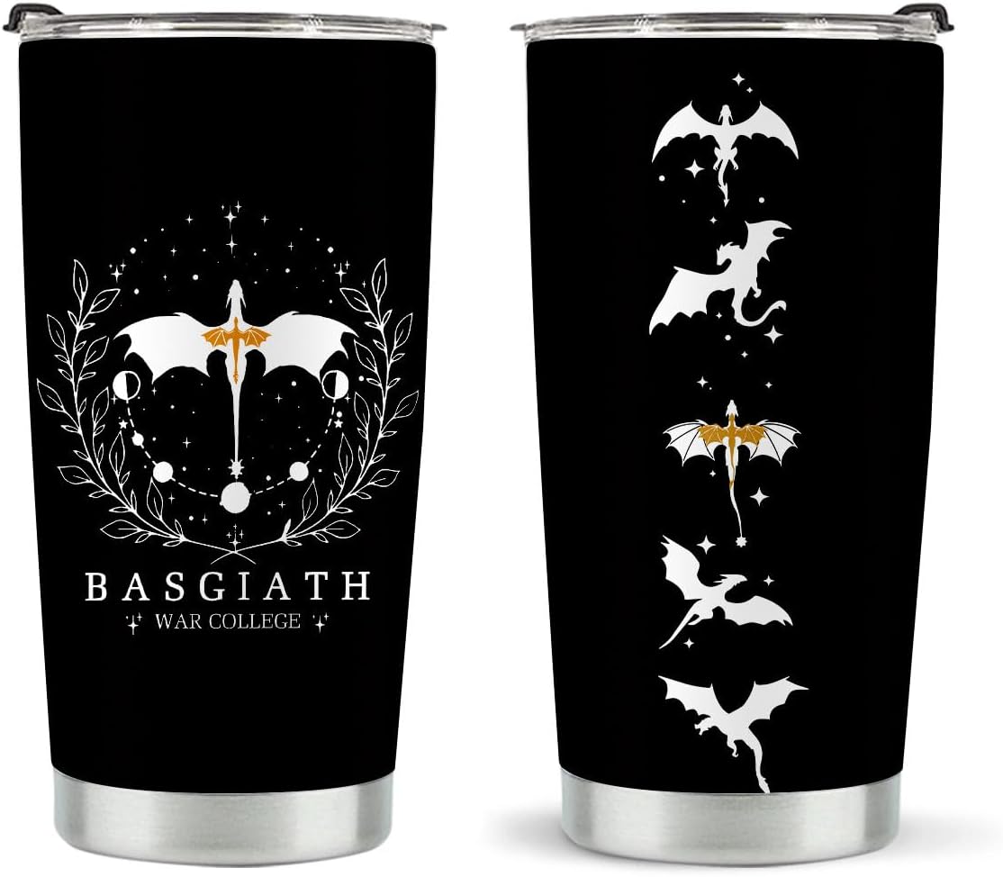 Fourth Gift Merch, Inspired Fantasy Book Lover Gifts, 4th Wing Bookish Dragon Merchandise, Christmas Thanksgiving Birthday Gift Ideas, 20 Oz Stainless Steel Tumbler
