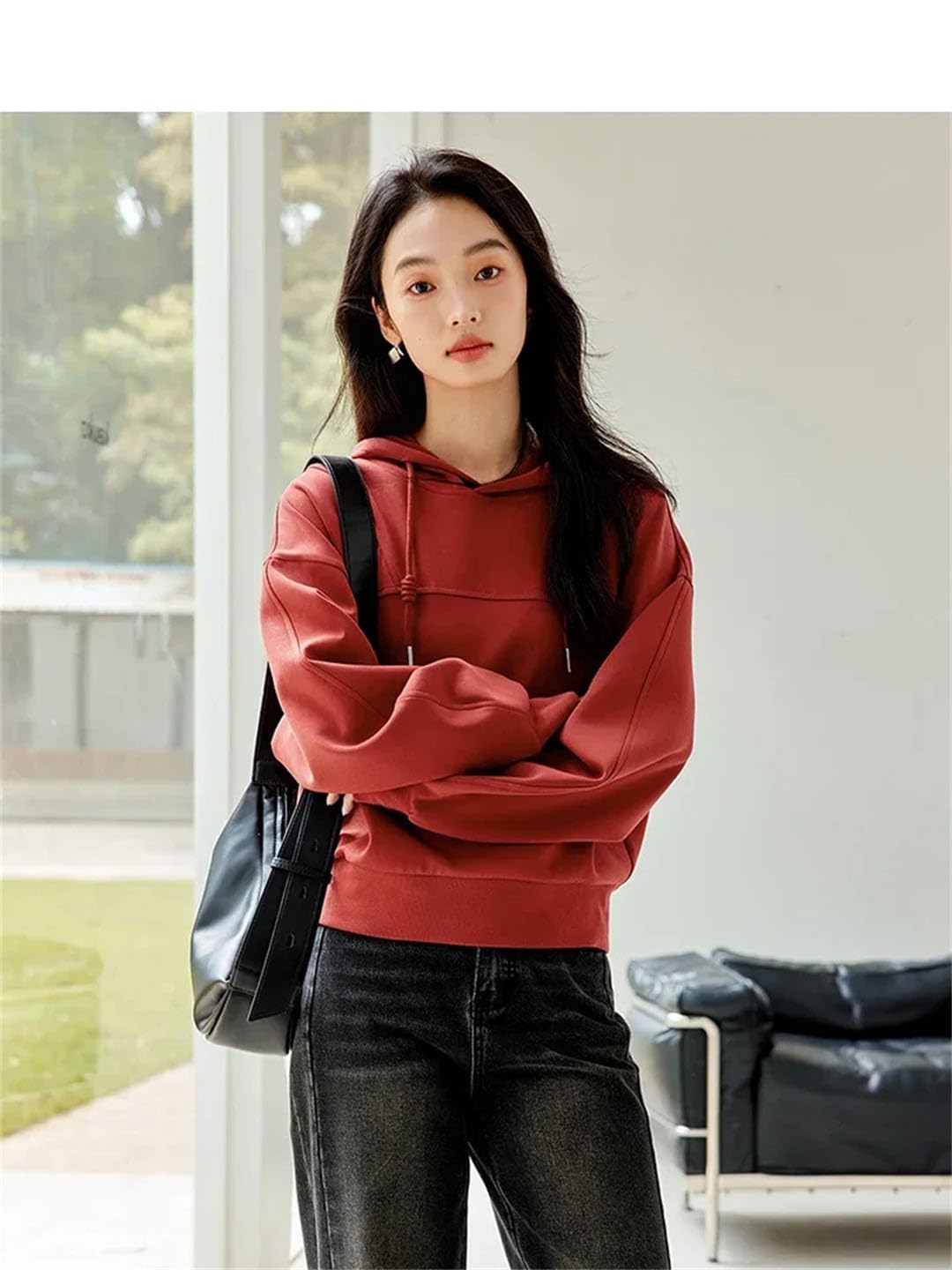 Simple Streetwear - Sudadera básica de manga larga con capucha para mujer, abrigo deportivo