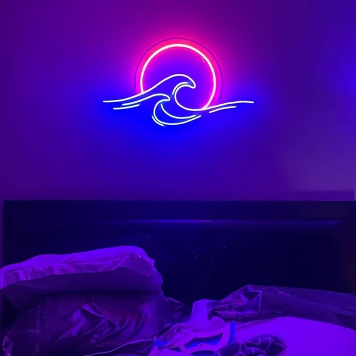 Arylic Dimmable Sunset Sunrise LED Sign for Wall Decor, Anime Light Up Wave Signs for Bedroom, Living Room, Dorm, Apartment, Bar, Hotel - Anime Neon Gifts for Teens