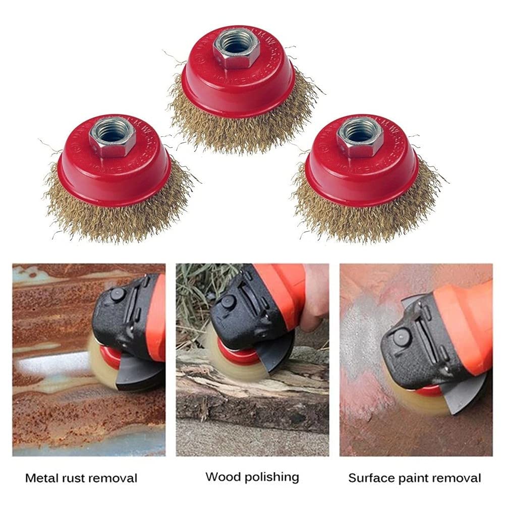 Szczotka druciana T-Shaped Brass Wire Brushes, for Drills Set,Polishing Metal Removing Paint Workshop Coated Steel