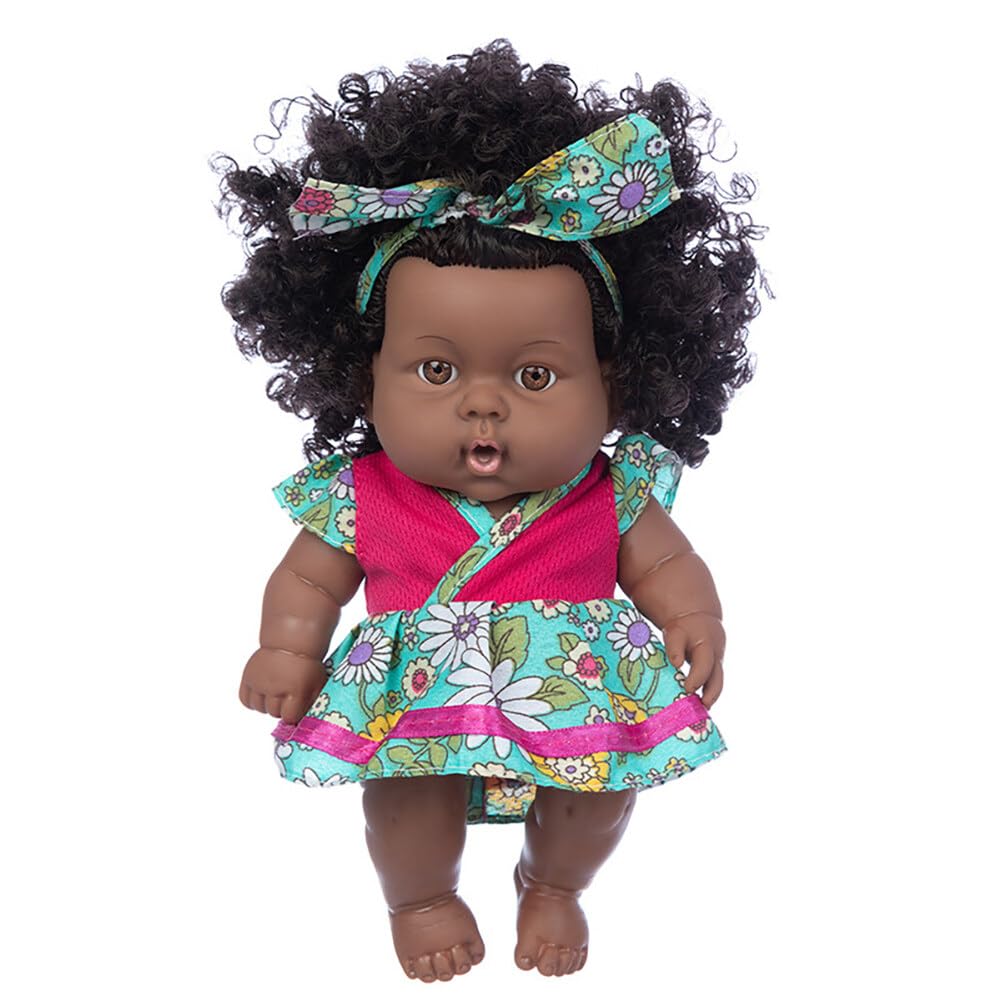 Asudaro Lifelike African American Reborn Baby Doll, Real Looking Baby Dolls for Girls,Washable Soft Body for 3 Years Old Girls,8in Black Baby Doll