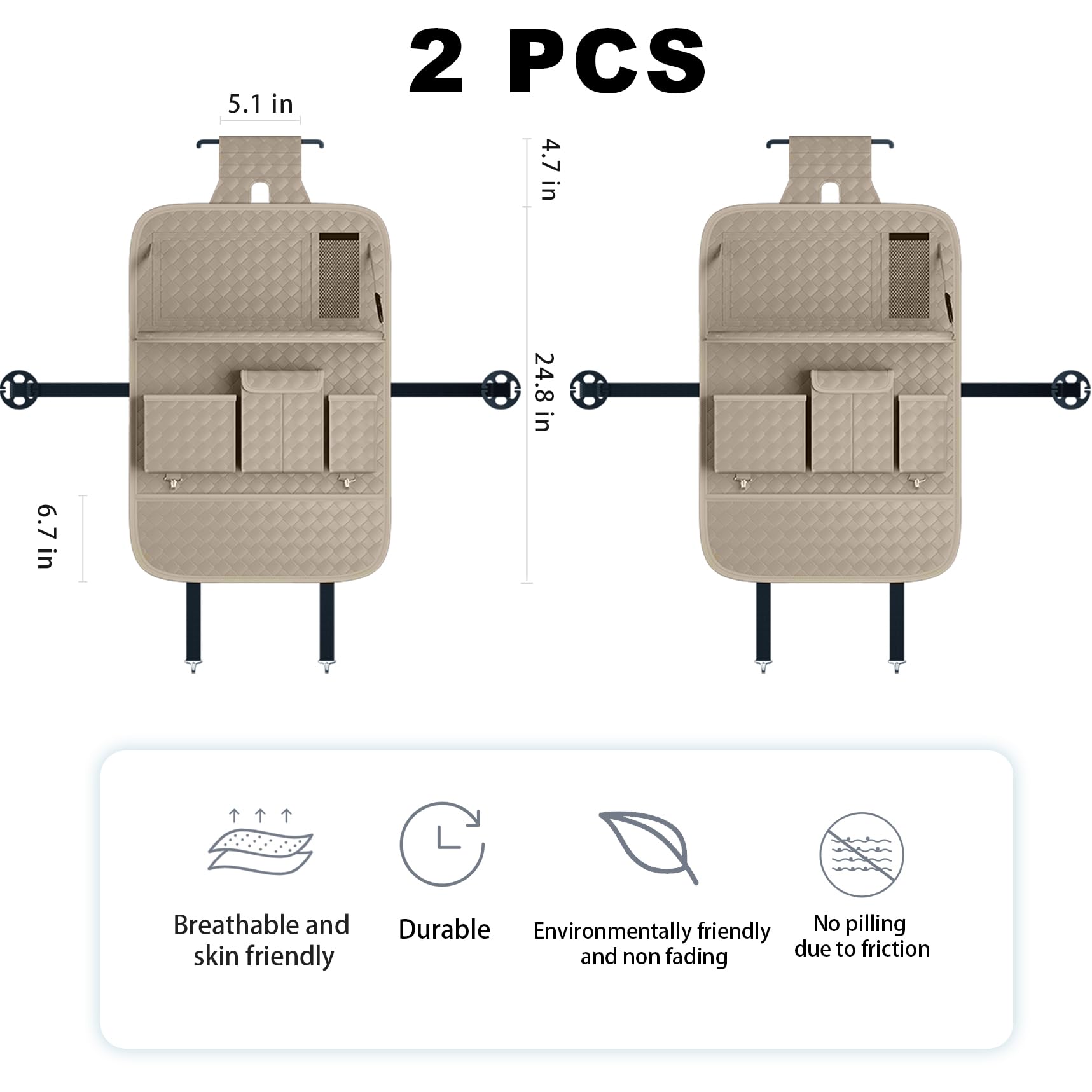 Car Seat Organizers Multi-functional Back Seat Protectors Storage Pouches and Tray Holders for Cars Kids Seat Back and — view 2