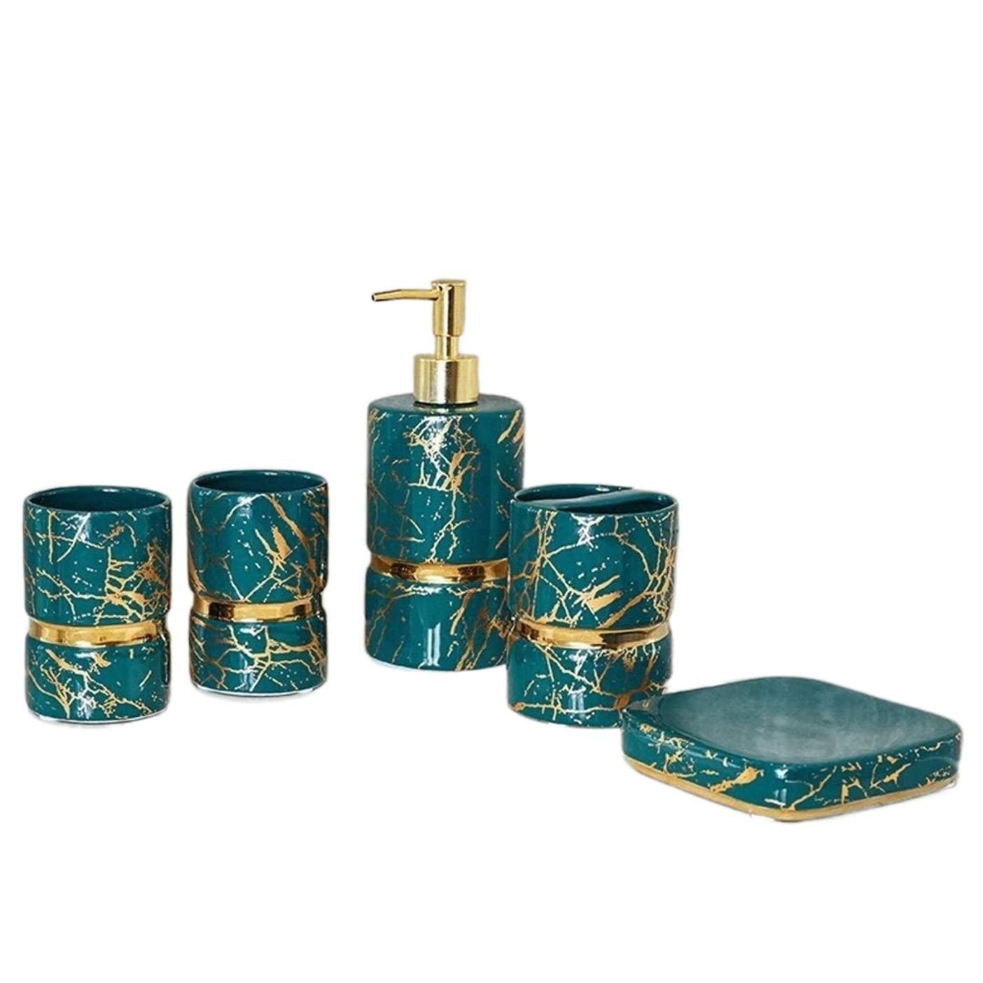 Juego de Baño Juego de Accesorios de Baño Dispensador De Jabón, Botella, Accesorios De Baño, Juego De Baño Completo Con Textura De Mármol Dorado Para Decoración De Baño Accesorios Baño Set ( Color : G