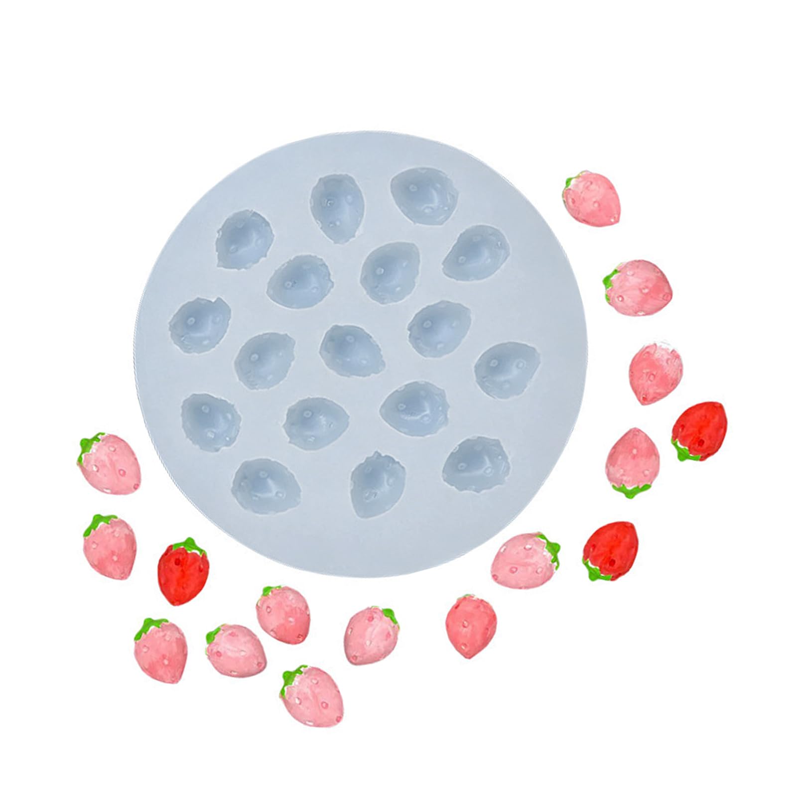 COOLHOOD 17 Hole Strawberry Shape Silicone Molds Perfect for Home Baking and Party Treat Mousses Cake Kids Baking Equipment