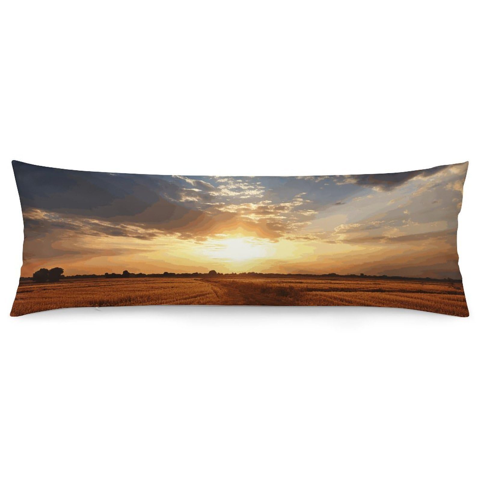 2 Pack Pillow Cases for Hair and Skin, Soft Breathable Pillow Case Covers with Hidden Zipper, Field Sunrise Pillowcase 20"x54" Pillow Covers for Sleeping Gift