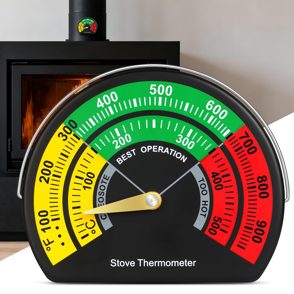 Termometr magnetyczny do pieca, 1 szt. Termometr do pieca na drewno opałowe, półkole termometry magnetyczne duży rozmiar, do miernika temperatury kominka, akcesoria do palników