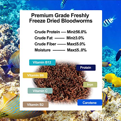 Amzey Blood Worms 0.5 Oz -100% Natural Freeze Dried Blood Worms - Aquarium High Protein Food For Betta Fish thumb #1