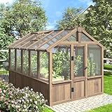 Mupater 6'x10' Wooden Greenhouse for Outdoor, Heavy Duty Green House Kit with Ventilated Window and Lockable Door, 6mm MWPC Panels for UV Protection, Walk-in Greenhouse for Backyard, Patio, Lawn