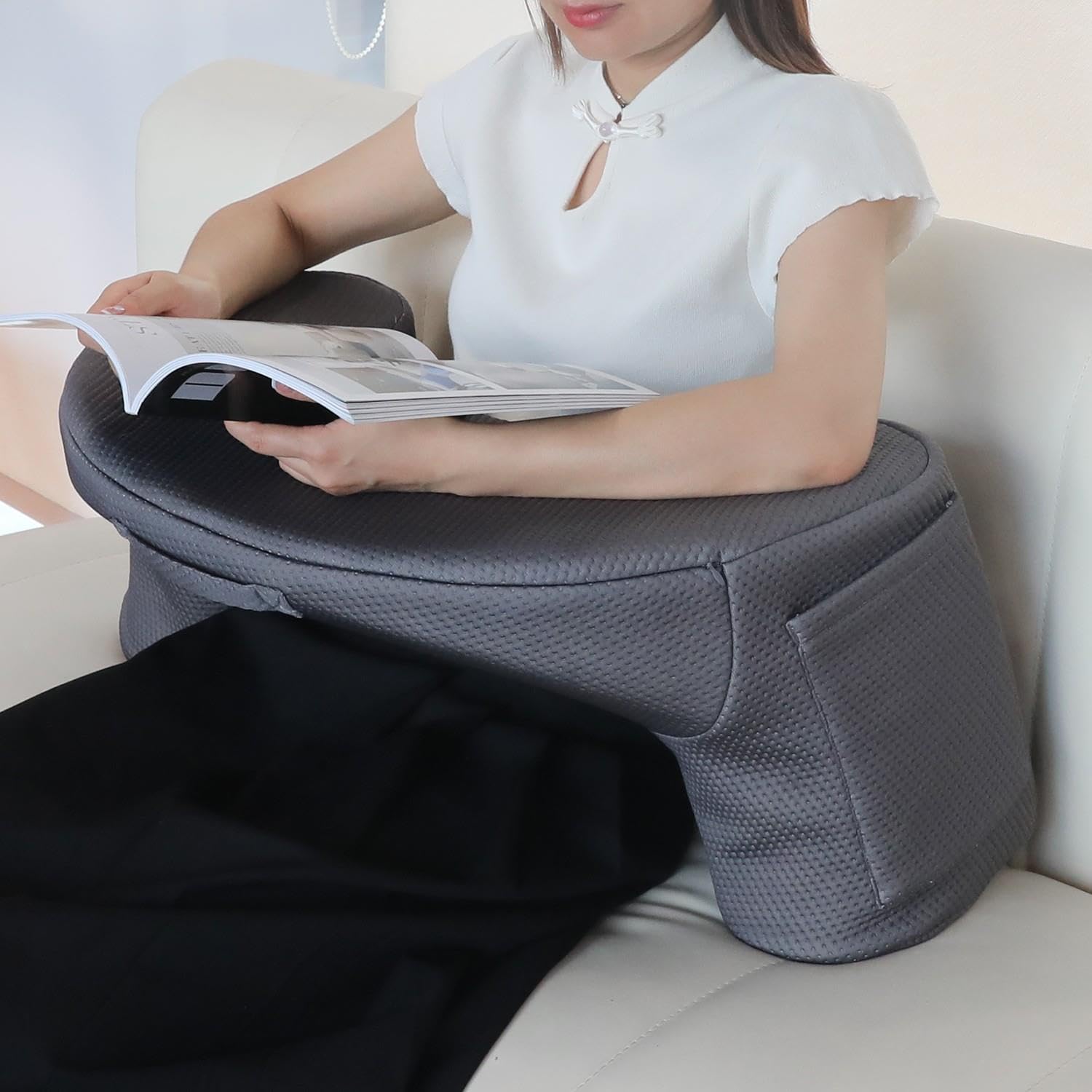 Memory Foam Soft Desk Pillow With Arm Supports Extra Large Reading & Lap Pillow Comfortable Office Companion With Side Pockets from B&Q