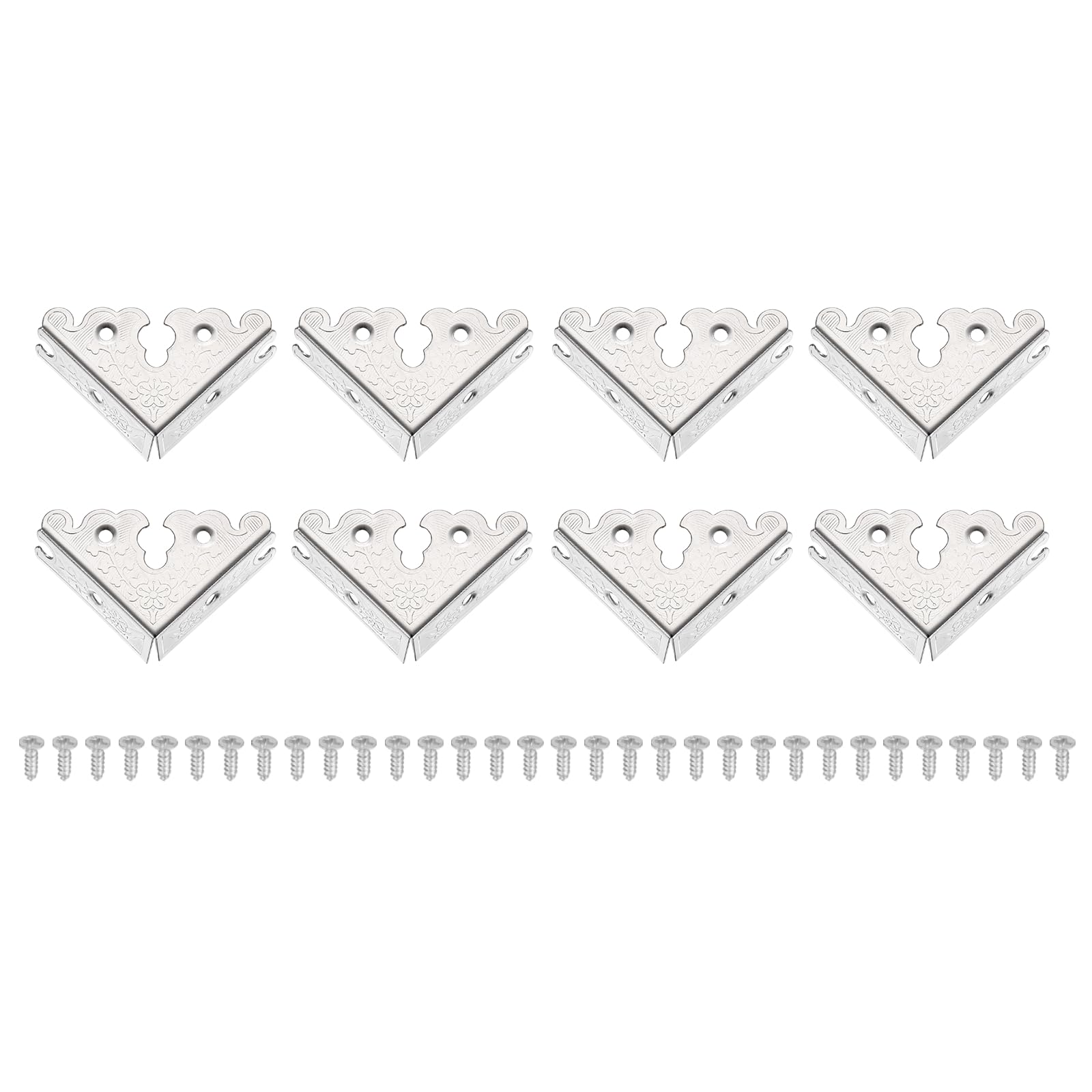 sourcing map 8Pcs Decorative Corner Protectors, Metal Corner Guards, Furniture Edge Protector with Screws 1.38"x1.38"x1.89" for Wooden Gift Box Cabinet Decorative, White