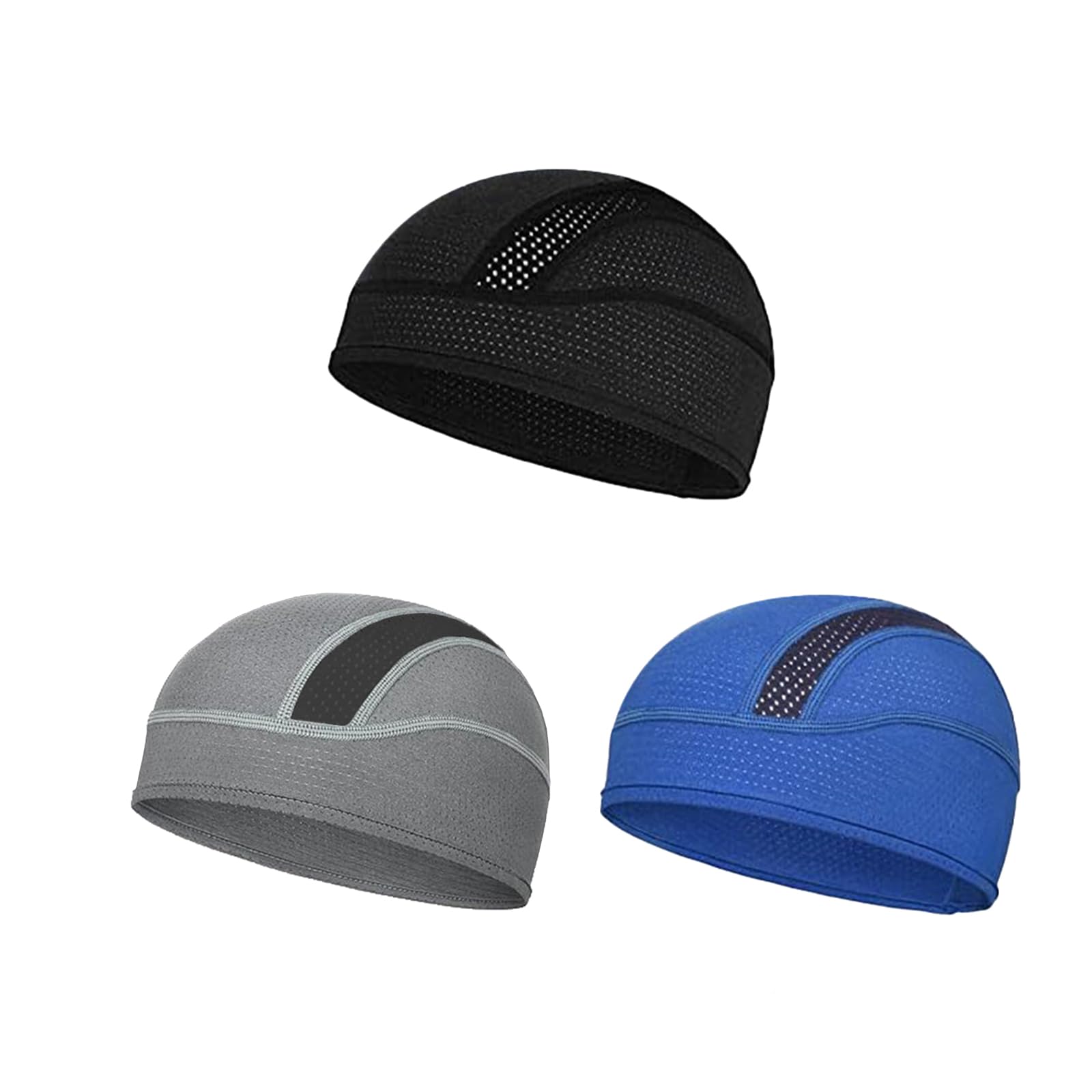 MioCloth 3 Pcs Cooling Skull Cap Sweat Wicking Helmet Liner Beanie, Lightweight Mesh Cycling Motorcycle Hat for Men Women