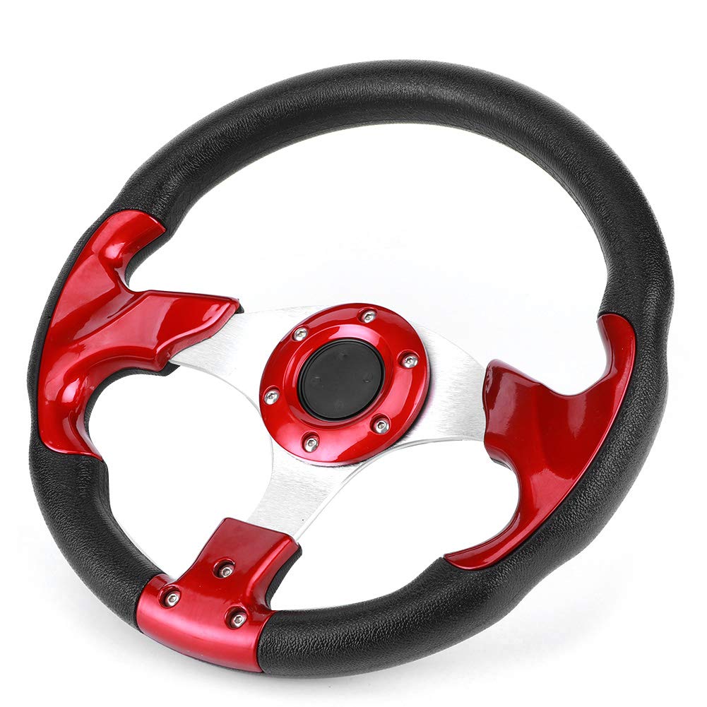 Volante Tbest 320Mm 12.5In Volante per Auto con Pulsante Clacson Parte Modificata Universale in PVC Colore Rosso