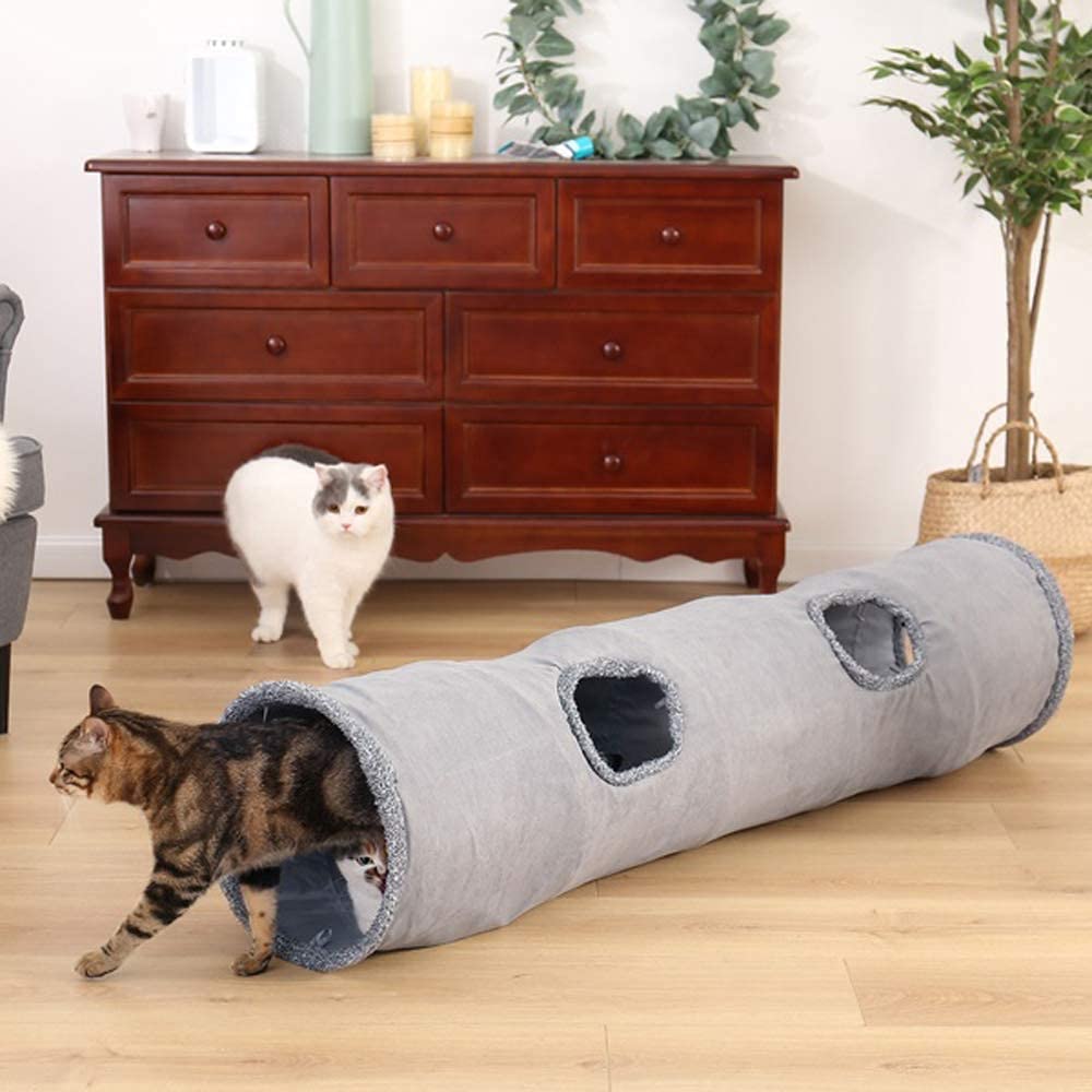 Primst Tunnel per gatti, grande, per interni ed esterni, pieghevole, per animali domestici, con borsa portaoggetti per gatti, cani, cuccioli, gattini, conigli, 129,5 x 30,5 cm
