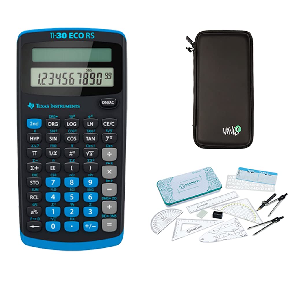 TI-30 ECO RS + Housse de protection SafeCase + Set De Géométrie CALCUSO