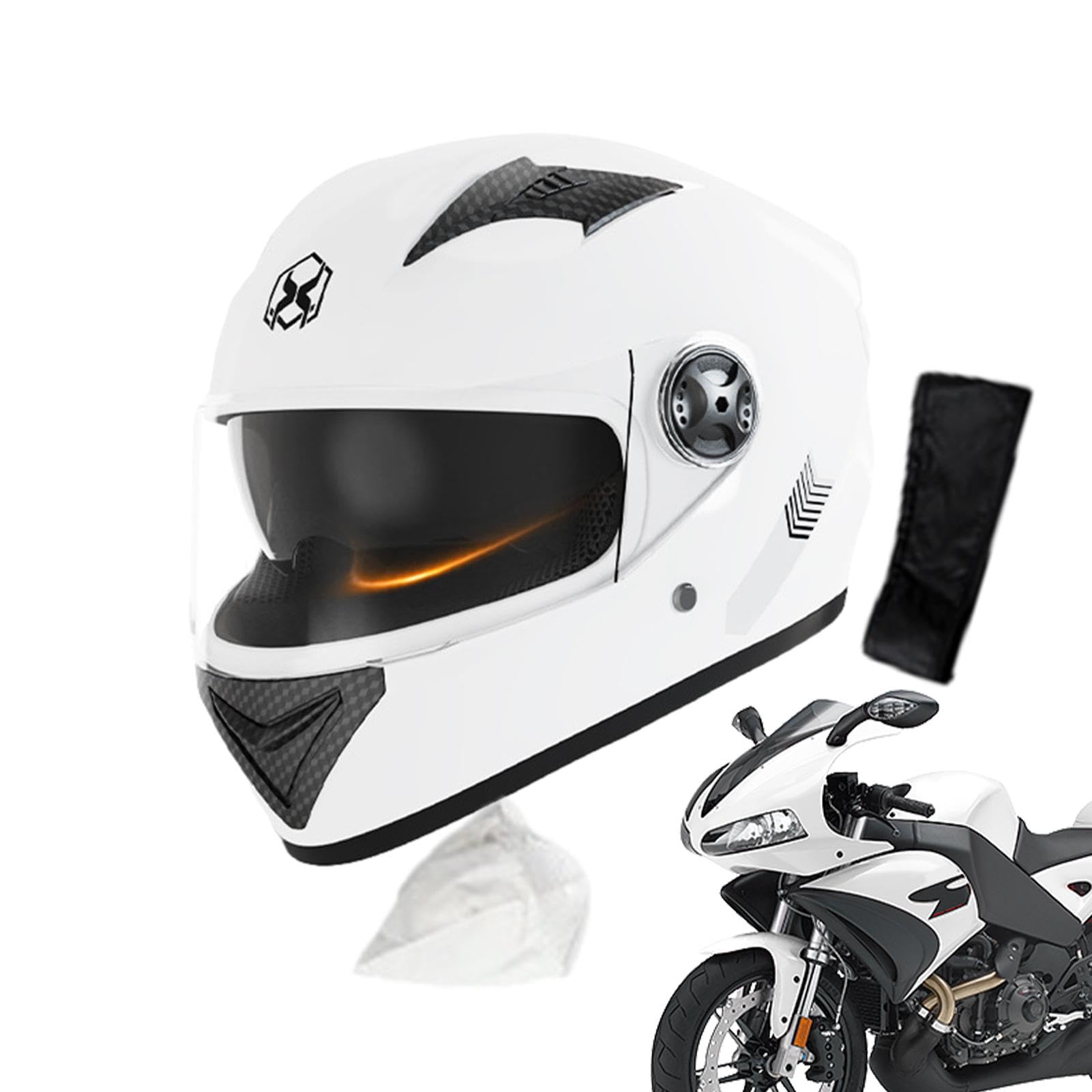 Integral-Motorradhelme | Motorrad-Integralhelme | Maximale Verkehrssicherheit | Robuster & Leiser Motorrad Helm - Kinn & Kopf Belüftung, Ratschenverschluss, Klares Visier