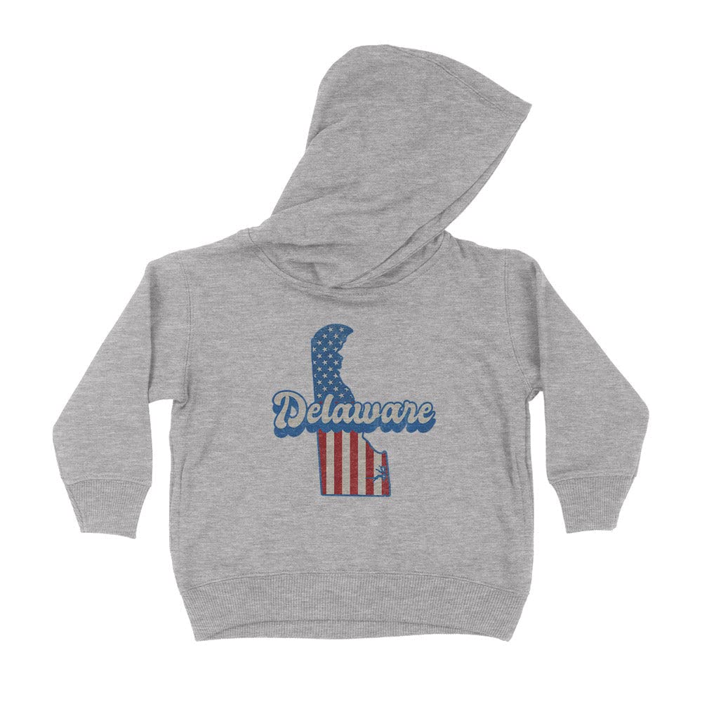 Patriotic Delaware Kids Hoodie Sweatshirt Toddler 2T Heather Grey