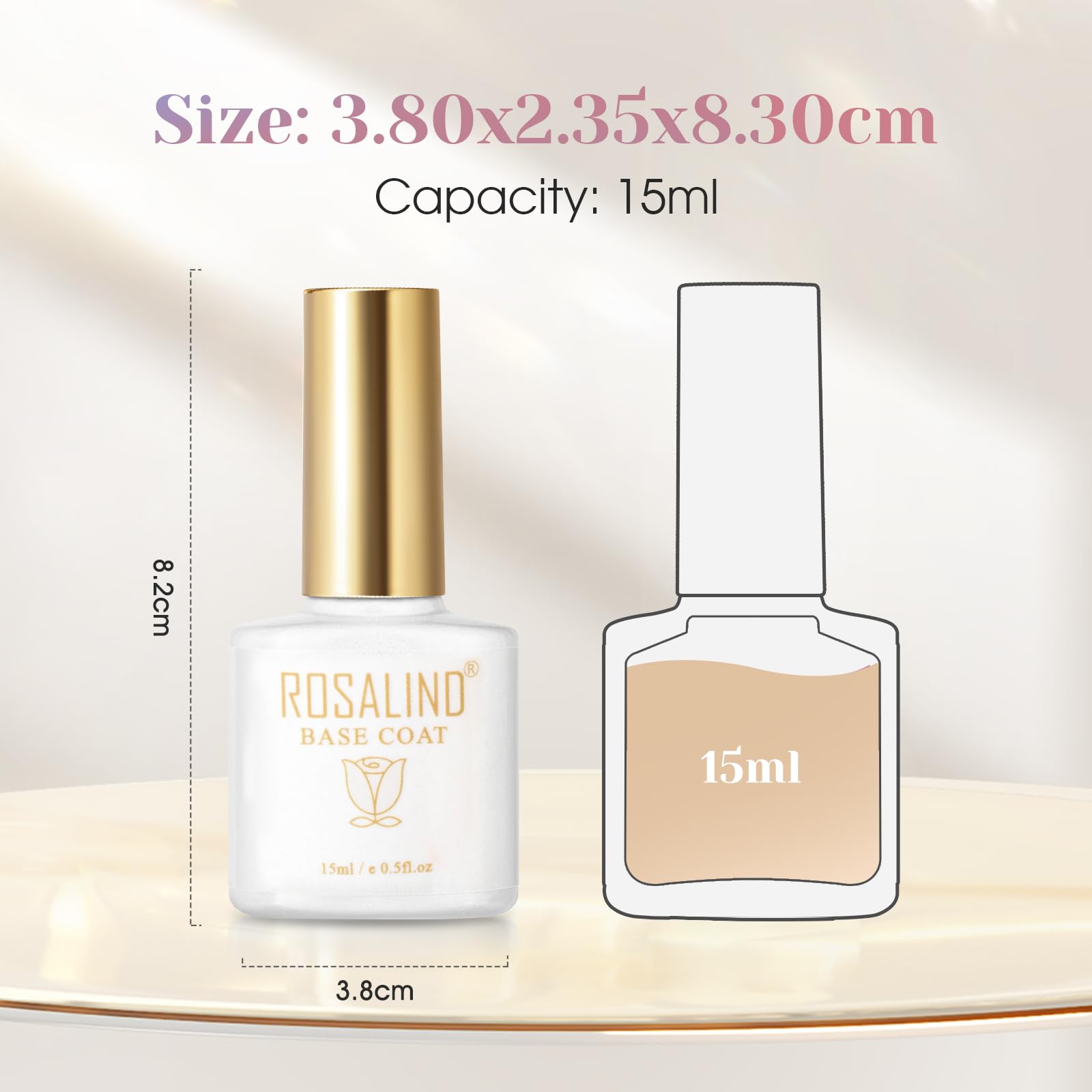 ROSALIND Base Coat Vernis Semi Permanent, UV LED Soak Off Vernis à Ongles Gel Polish kit manucure semi permanent 15ml