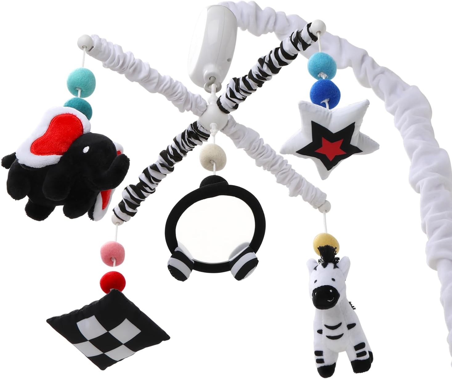 The Peanutshell Baby Crib Mobile for Boys & Girls, Musical, Montessori Nursery Mobiles, Black and White Crib Decor, High Contrast Mobile, Crib Toys Hanging, Crib Accessories Boy