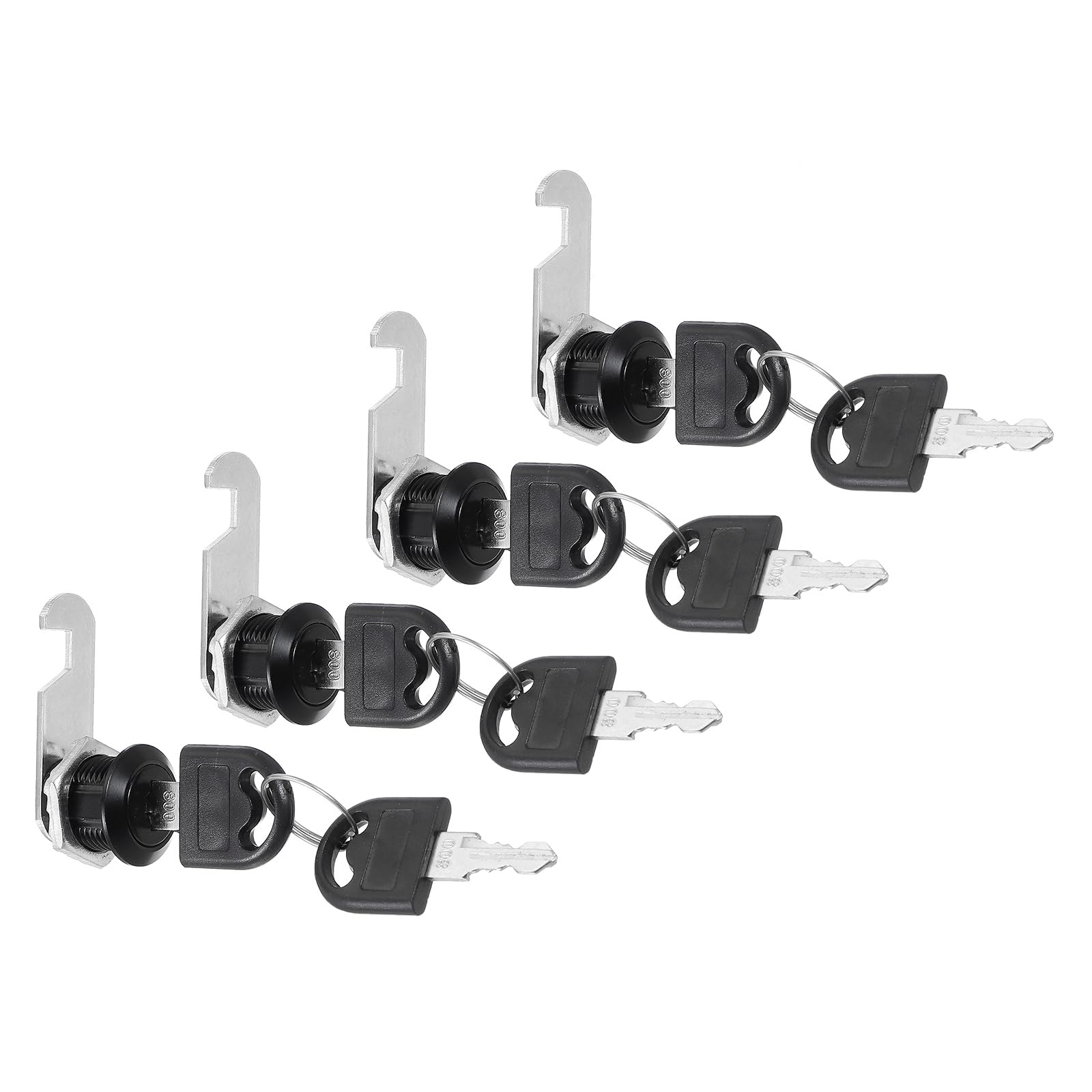 PATIKIL Cabinet Drawer Lock with Keys 4 Pcs 5/8" (16mm) Keyed Different Zinc Alloy Security Lock Cylinder Cam for Door Cupboard Household Mailbox Office Black