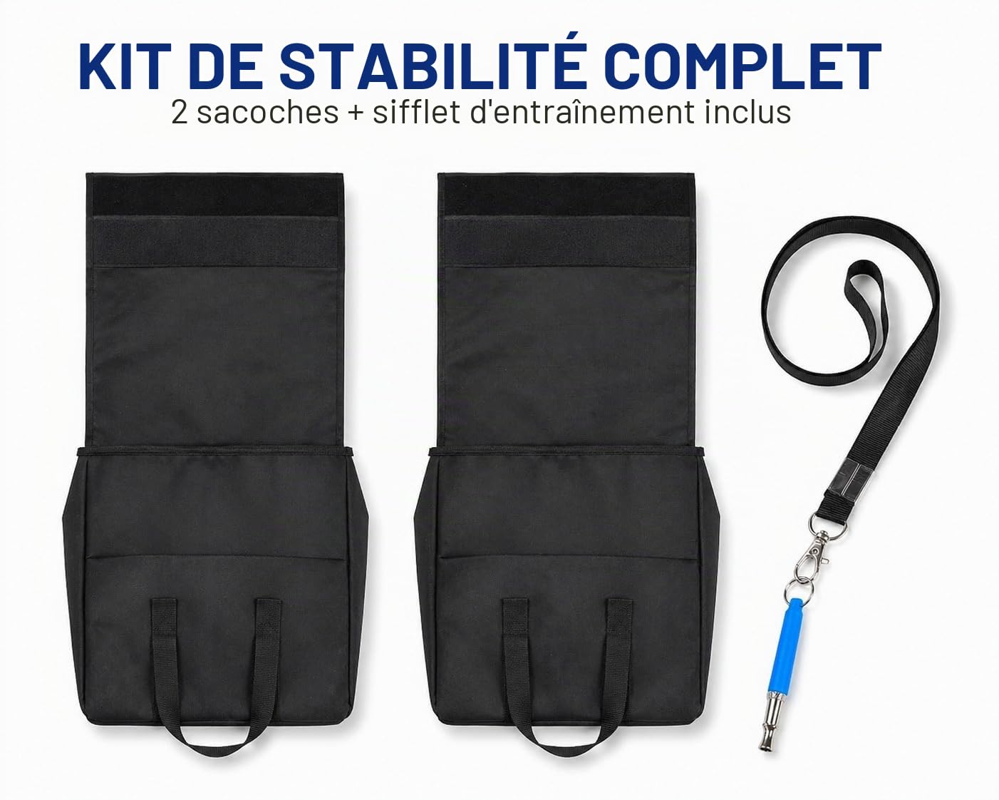 IRSTBL Lot de 2 sacs de selle tunnel d'agilité pour chien - Poids très résistant et étanche pour tunnels de 45 à 61 cm - 9 kg de chaque côté - Avec sifflet d'entraînement