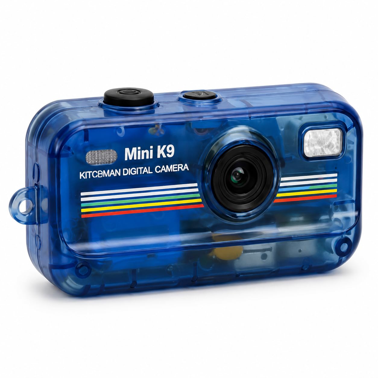 KOKODI Mini cámara digital con llavero, cámara retro azul transparente con 11 filtros, cámara de bolsillo portátil para viajes, exteriores y uso diario