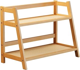 Zayla 45cm Bamboo Mug Holder Countertop, 2 Tier Coffee Station Organizer for Kitchen Counter, Tea & Coffee Bar Accessories, Matcha Cup Display Shelf, Spice Storage Rack, Rattan Style Organizer