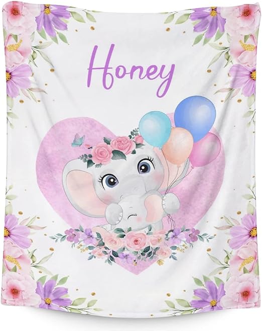 Elephant Blanket Gifts - 60"x80" Cute Throw for Women Girls - Purple Soft Fuzzy Blankets for Bed, Couch & Living Room