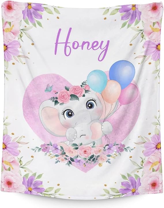 Elephant Blanket Gifts - 60"x80" Cute Throw for Women Girls - Purple Soft Fuzzy Blankets for Bed, Couch & Living Room