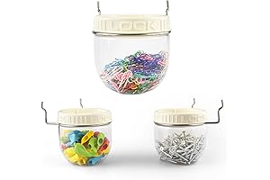 G.CORE Pegboard Organizer Clear Jars (3-Pack) for Efficient Sewing Room Organization