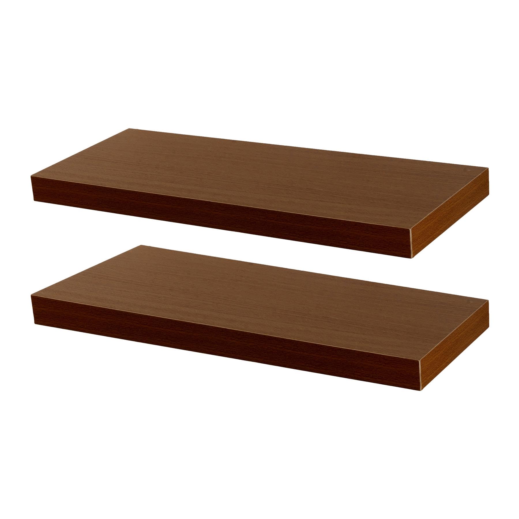 Harbour Housewares Modern Floating Wall Shelves - 60cm - Walnut - Pack of 2 - Photo Gallery Bookshelf Wall Shelf for Living Room Display, Bedroom, Office Storage โ image 1